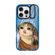 iPhone 16 Pro Impact Ring Stand Case MagSafe Compatible Sad Eyes Shower Cat