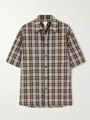 [Bottega Veneta] Bottega Veneta - Checked Cotton-poplin Shirt - Light brown - IT34 IT 34 Brown