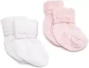 Jefferies Socks Rock-A-Bye Bootie, 6 Pack, White/Pink, White,pink 0-9 months