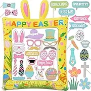 Fun Giant Easter Themed Inflatable Selfie Photo Frame & Props Set for Pictures & Decors Happy Easter Photobooth Props Easter Party Decors for Bunny Egg Selfie Photobooth Props Spring Photography