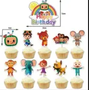 11pcs Cocomelon cupcake toppers JJ Tomtom Yoyo cake topper cocomelon cake topper