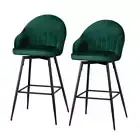 NNEDSZ Set of 2 Bar Stools Kitchen Stool Dining Chairs Velvet Chair Barstool Gre