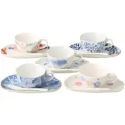 Ale-net Cup &amp Saucer Coffee Cup Set of 5 Φ9×H5.5cm Blue and white