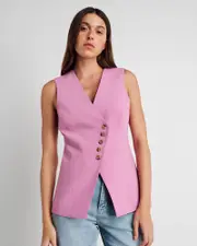 [Jag] Jag Women's Gia Asymmetric Vest In Terrarose Pink Size 12 12 Pink
