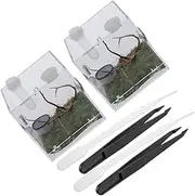COSMEVIVI 2 Sets Breeding Box for Jumping Spider with Dropper Tweezers Transparent Enclosure Tank for Reptiles Habitat for Snakes Geckos More