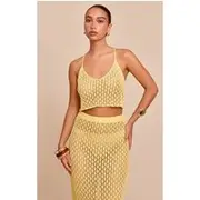 Lemon Crochet Knit Crop Top, Lemon