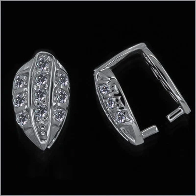 Fine Sterling Silver Leaf CZ Pinch Bail Pendant Clasp Slider 1pc #97175