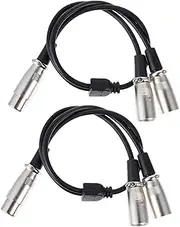 OFFIGAM 2Pcs Splitter Cables Dual Female to Male Mic Adaptor Y Cable for Audio Mixing Console Durable Wear Resistant for Sound Connection