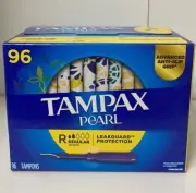 Tampax Pearl Regular Absorbency ~ Unscented Tampons ~ Leak-Guard ~ 96 Ct