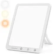 Light Therapy Lamp, Ultra-Thin UV-Free 10000 Lux Therapy Light, Touch Control, with 5 Brightness Levels & 3 Color Temperature and 6 Timer Function & Memory Function with 180° Rotatable Stand.