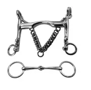 Borraq Weymouth Low Port & Snaffle Bradoon Combo Horse Bit Set - Stainless Steel