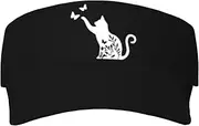 [Fenmshairy] Women's Floral Cat Sun Visor Hat Adjustable Empty Top Sport Baseball Cap for Golf Tennis Running Outdoor