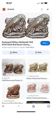 Rookwood William McDonald 1948 XLVIII Rook Bird Raven Library Bookends 5"