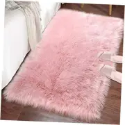 Ultra Soft Fluffy Rugs Faux Fur Sheepskin Area Rug for Bedroom 2 x 3 Feet Pink