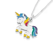 Silver Enamel Unicorn Pendant in Multi-colour