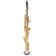 Professional Soprano Straight Saxophone Silver Plated Tube Gold Key Sax Kits