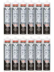 12 x Soudal Roof and Gutter Silicone Sealant Grey 300ml