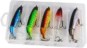 5Pcs Swimbaits Fishing Lures Set Saltwater Freshwater Hard with Tackle Box Hard Lures Plopper Fishing Lures for Trout Perch