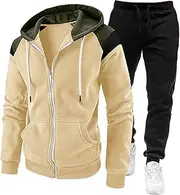 [Generic] Men's Spring Winter Solid Color Suit Long Sleeved Hooded Top And Trousers Suit Warm Hooded Sweatshirt Sport Pant Set Quick Mens Suits