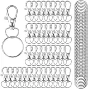 200-pcs Metal Swivel Lanyard Snap Hook Lobster Claw Clasp and Keychain rings