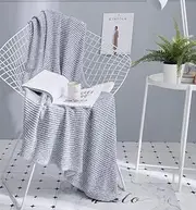Knitted Cotton Blanket 180x200cm Soft Blanket Home Decor Sofa Bed Throw Rug (Grey)