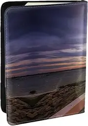 [EdWal] Lighthouse Print Passport Cover with Credit Card Holder Leather Passport Case, for Women Men Family ID Travel, Black, One Size