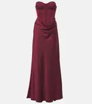 [Rotate] Rotate Embellished draped satin corset gown AU 14 burgundy