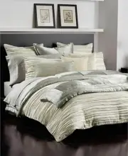 Donna Karan Tidal Collection 3P queen duvet cover Shams Set Silver