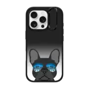 iPhone 16 Pro Impact Ring Stand Case MagSafe Compatible French Bulldog frenchie sunglasses summer clear cell phone case transparent dog lover dog breeds by pet friendly