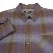 $310 APC Tartan Plaid Surchemise Hazelnut Trek Overshirt Mens Size Small