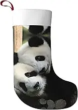 JEJEA Lovely Pandas print Christmas Stockings,17.5 Inches Family Xmas Stockings,Soft White Plush Cuff Stockings