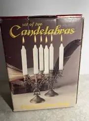 Set Of 2 Vintage 3 Arm Italian Candelabra 5" Candle Holders NEW