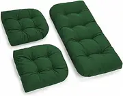 Tycdiose All Weather Wicker Chair Cushions of 3 Pieces, Waterproof Outdoor Wicker Chair Cushion for Patio Furniture Loveseat Settee Bench, 1 Loveseat and 2 U-Shaped Thickened Cushions, Green