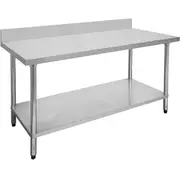 2100-6-WBB Economic 304 Grade Stainless Steel Table with splashback 2100x600x900 - 6 legs