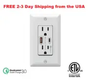 Qualcomm Quick Charge 3.0 USB A/C Electrical Outlet, 15A TR Charging Receptacle