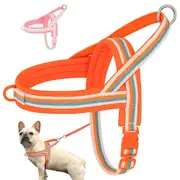 Didog No Pull Nylon Dog Harness Soft Padded Puppy Vest with Handle for French Bulldog Orange M:Chest 51-64cm