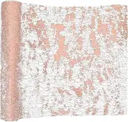 Gadpiparty Glitter Metallic Table Runner: 1 Roll Foil Thin Mesh Table Cover Bohemia Tablecloth for Halloween Christmas Wedding Bridal Shower Party Kitchen Dining Table Decor Rose Gold
