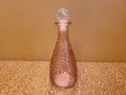 NEW - Pebbled Glass Bottle with Stopper (Pink)