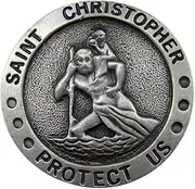 Fine Pewter Saint Christopher Protect Us Auto Car Visor Clip 1 7/8 Inch