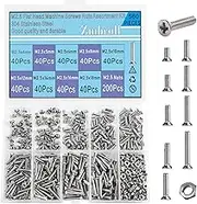560Pcs Flat Head M2.5 Machine Screws Countersunk 304 Stainless Steel Screw Full Thread Small Screws Fasteners Bolts Nuts Assortment Kit M2.5x4/5/6/8/10/12/14/16/18mm