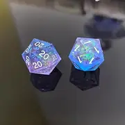 Roll of Fate D20 Dice Set – All Natural 20 or All Natural 1 – Designed for D&D Players Seeking Epic Victories or Failures (BluePurple)