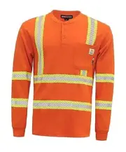 FR Shirts Hi-Vis High Visibility Reflective Flame Resistant/Fire Large Orange