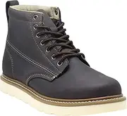 [Golden Fox] Work Boots Men's 6" Plain Toe Wedge Boot for Construction, Lightweight Comfortable Outsole