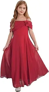 [Riismen] Kids Chiffon Wedding Bridesmaid Flower Girls Dress A Line Off Shoulder Formal Prom Maxi Gowns