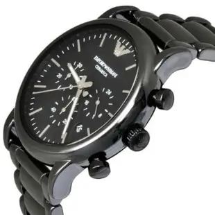 EMPORIO ARMANI 亞曼尼 復古黑鋼計時腕錶/黑面 AR1507