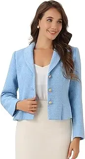 Allegra K Damen Tweed-Blazer Reverskragen Lange Ärmel Blazer Jacken