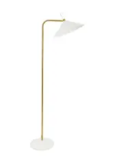 Campari 1 Light Floor Lamp in White with White Marble and Brass Details