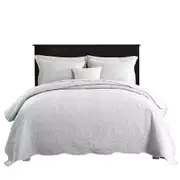 Chic Bedspread Coverlet Set Comforter Quilt Queen King Super Bed White - 3pcs