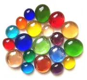 20 x Mixed Rainbow Glass Mosaic Pebbles Stones - Assorted Sizes & Colours