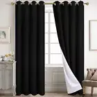 Diraysid 100% Blackout Curtains Black Linen Curtains for Bedroom Grommet Ther...